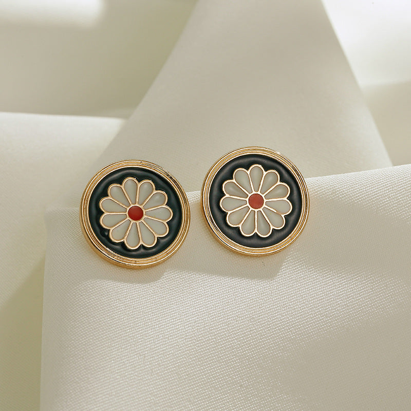 Wholesale S925 silver needle leaf rose small fresh flower earrings